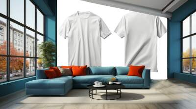 White blank T-shirt front and back isolated on transparent background With clipping path. cut out. 3d render Wall mural